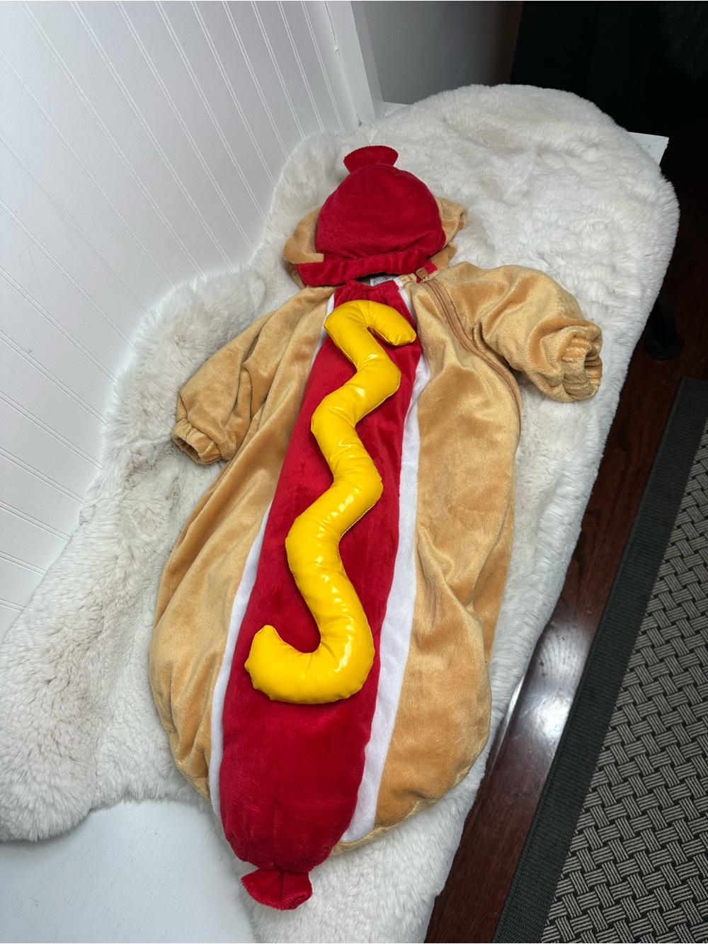 Infant Hot Dog Costume in Tan, Red & Yellow 0-6 months